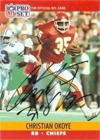Christian Okoye Autographed/Hand Signed Football Card (Kansas City Chiefs)