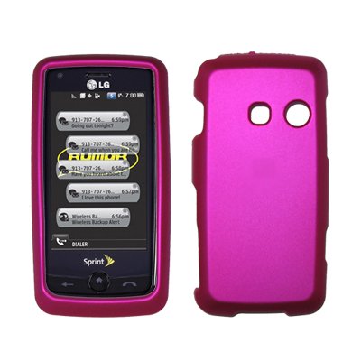 Best Price Premium Hot Pink Rubberized Snap-On Cover Hard Case Cell Phone Protector for LG Rumor Touch LN510 [Accessory Export Brand Packaging]