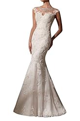 Sexy Natural   Waistline Cap Sleeves Beaded Lace Mermaid  Dress