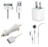 High Quality USB Cable + Wall + Car Charger + Hands Free for Apple iPod iPhone 2 2G 3 3G 3GS 4 4G 4GS 4S - USA SHIPPED [TheOEMPlanet Titan Brand]