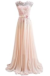 Cocktail Chiffon Jeweled Lace Prom Dress  with a Brush/Sweep Train 