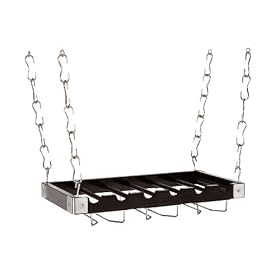 Concept Housewares WR-44526 Solid-Wood Ceiling Wall-Mount Wine Rack, Charcoal Grey, 6 Bottle by Concept