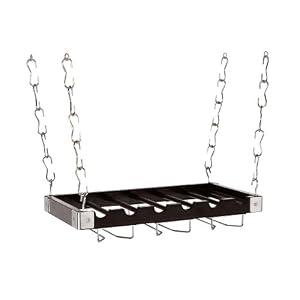 Concept Housewares WR-44526 Solid-Wood Ceiling Wall-Mount Wine Rack, Charcoal Grey, 6 Bottle by