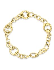 14k Polished Fancy Link Bracelet, Best Quality Free Gift Box Satisfaction Guaranteed