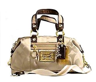 Coach Signature Poppy Satchel Convertiable Bag Purse 15860 Khaki Bronze