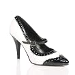 4 Inch Sexy High Heeled Shoe Womens Dress Shoes Single Sole Shoes Spectator Mary Jane Pump Shoes Black / White Patent