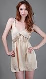 CLARKE Silky V-Neck Smocked Waist Dress Beige