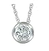 Platinum Overlay Sterling Silver 6.5mm Round Bezel-set Cubic Zirconia Pendant, 18