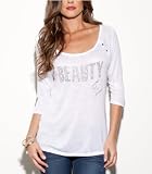G by GUESS Louise Beauty Top, TRUE WHITE (LARGE)
