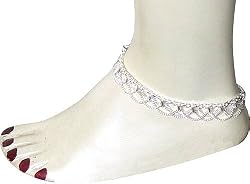 India Jewelry Silver Anklet Pairs 10.25 inches
