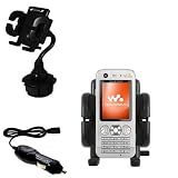 Sony Ericsson w890i Car Cup Holder with Car Charger - Uses Gomadic TipExchange
