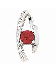 14K White Gold Antique Square Cut Mozambique Garnet and Diamond Pendant -- LIFETIME WARRANTY