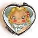 Womens Hand Made Retro "Sweet Pea Heart" Compact Mirror Case