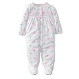 カーターズ（Carter's)女の子用パイル地ホワイトxピンク＆グリーンチェリー柄足つきカバーオール 6months 6ヶ月用( 61-67cm )女の子用白タオル地足付ロンパース [並行輸入品]