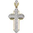 14K Two-Tone Gold Diamond Cross Pendant - 0.66 Ct.