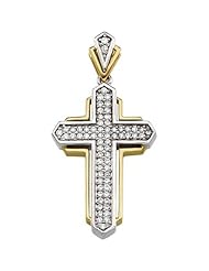 14K Two-Tone Gold Diamond Cross Pendant - 0.66 Ct. -- LIFETIME WARRANTY