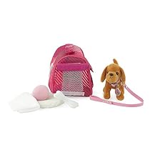 18-inch Doll Accessories | Brown Dog with Pet Carrier Set | Fits American Girl Dolls
