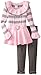 Little Lass Girls' 2 Piece Sweater Set Belted Stripe Cable