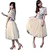 Zehui Womens 5 Layers Tutu Princess Skirt Petticoat Knee-length Mini Dress Beige Us S