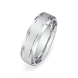 14k White Gold Custom Made 65 Mm Comfort Fit Dome Wedding Band W Beveled Edge Brushed Satin Center Size N