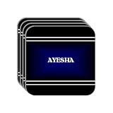 Personal Name Gift - "AYESHA" Set of 4 Mini-Mousepad Coasters (black design)