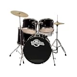 World Tour Complete 5piece Drumset with Double Braced Stands, Drum Throne, Drum Sticks, and Drum Key - Gloss Black - B001INEYBO