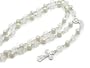Catholic Rosary Prayer Beads with Crucifix White and Clear Beaded Silver Tone 30" Necklace