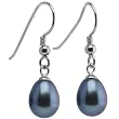 Sterling Silver Black Cultured Freshwater Pearl Drop Earrings
