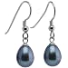 Sterling Silver Black Cultured Freshwater Pearl Drop Earrings