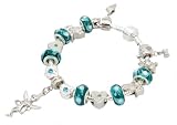 beads Silber plattiertes Armband mit 11 TAUSCHBAREN Beads und 6 Glasperlen ca.21 cm