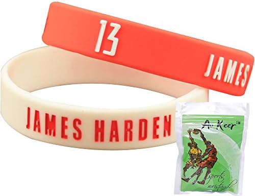 3D James Harden Bump Silicone Wristband Bracelet NBA Basketball Star Bracelet,2PCS Solid Color (James Harden)