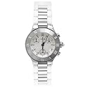 Cartier Women's Must 21 Chronoscaph Stainless Steel and White Rubber Chronograph Watch #W10197U2