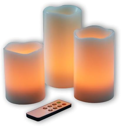 Primogiorno Battery Operated Flameless LED Candle Light with Remote Control,3 Pieces Per Set, Enjoying Warm and Inviting Atmosphere W/Your Family