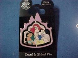 Disney Pin/2 Sided 6 Princess Ariel, Jasmine, Belle,Snow White, Aurora and Cinderella Pin