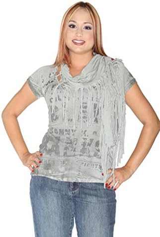 Anama Clothing Sexy Rocker Top with Fringed Wrap Scarf Womens Sizes: Medium