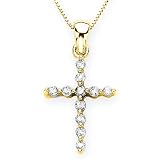 10K Yellow Gold 1/4 ct. Diamond Cross Pendant with Chain