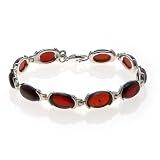 Certified Genuine Cherry Amber and Sterling Silver Designer Bracelet