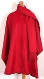 Deep Red Baby Alpaca Wool Cloak Cape, With Scarf . Very Warm Still Light