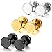 Silver Black Gold 3 Pairs Stainless Steel Stud Earrings Tapers Plugs Tunnel Double Side