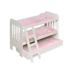 Badger Basket Trundle Doll Bunk Beds With Ladder - Pink/White