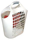 United Solutions Portable Laundry Hamper Basket with Hook and Lock Handle, White
