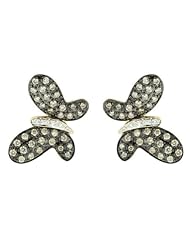 14K Yellow Gold 0.48ct Jolly Butterfly Micropave Brown & Diamond Stud Earrings