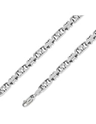 14K Solid White Gold Hip Hop Bullet Chain Necklace 7mm (17/64") 24"