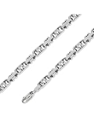 14K Solid White Gold Hip Hop Bullet Chain Necklace 7mm (17/64") 26"