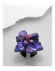 Flower Leather Dyed Mother of Pearls Ring