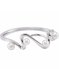 Sterling Silver Freshwater Cultured Pearl Bangle Bracelet -- LIFETIME WARRANTY