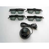 3d Glasses (Four) and Emitter for for Mitsubishi or Samsung DLP TV's, VIP Gamer and Lumagen CRT 3D, etc, Optoma 3D-XL 3D box,Viewsonic VP3D1 3d box, Moome EXTV3 Box, Nvidia Quadro Cards, X3D, I/O, ED etc black 3D Gaming dongle etc