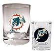NFL Miami Dolphins Rocks Glass & Shot Glass Set - Primary Logo