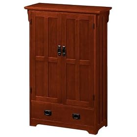 Craftsman Four - shelf Bookcase With Wood Doors, FOUR-SHELF, DARK OAK