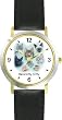 Collage of Kittens Cat - JP - WATCHBUDDY&reg; DELUXE TWO-TONE THEME WATCH - Arabic Numbers - Black Leather Strap-Size-Large ( Men's Size or Jumbo Women's Size )